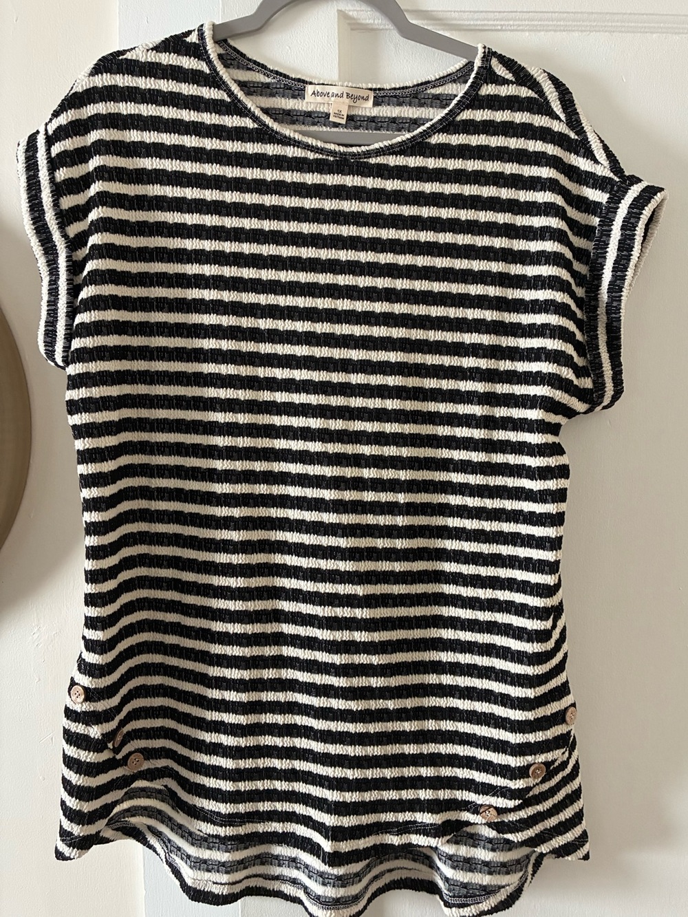 Black and White Striped Knit Sleeveless Tunic
